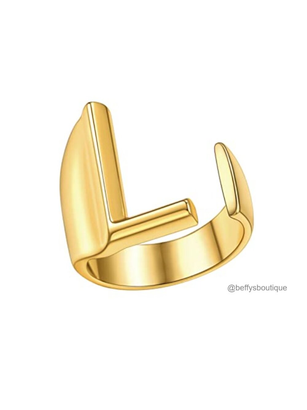 FindChic 18K Gold Plated Initial Ring Adjustable Statement Cuff